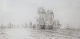 Duelling ships by William Lionel Wyllie, etching, sold Nov 2023