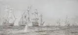 Duelling Ships by William Lionel Wyllie, etching, sold Nov 2023