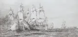 Battle of Trafalgar by William Lionel Wyllie, etching, sold Nov 2023