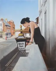 White Hart Hotel by Michael Jevan, oil, offered Nov 2023