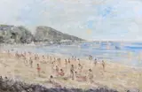 Beach scene by Walter John Beauvais, oil on canvas, sold Nov 2023