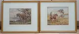 Work horses resting by Captain William Godfrey Rayson Masters, watercolor, sold Nov 2023