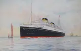 Ocean Liners by John Hemming Fry, watercolor, sold Nov 2023
