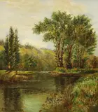 Near Ware, Hertfordshire by Ernest J. Hutchins, 1933, oil on canvas, sold Oct 2023