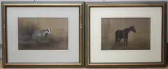 Studies of a badger and a horse by John Naylor, drawing, sold Oct 2023