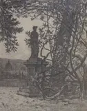 Overlooking Florence by Robert Charles Goff, pencil, sold Oct 2023