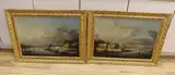 Winter lake scenes with figures by Albert Lenoir, oil, sold Oct 2023