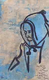 Self portrait by Vien Thuc, watercolour and mixed, sold Oct 2023