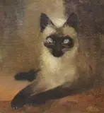 Study of a Siamese cat by Charles Rebel Stanton, oil, sold Oct 2023