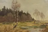 Silver birches at a woodland edge by Robin Johnson, oil on board, offered Oct 2023