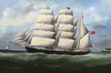 The barque Ifafa leaving Le Havre by Marie-Edouard Adam, 1881, oil on canvas, sold Oct 2023