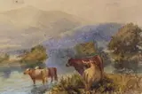 Mountainous landscape with Highland cattle by William Henry Harford, watercolour, offered Oct 2023