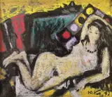 Nude female reclining by Yuri Kalyuta, 1992, pastel, offered Oct 2023