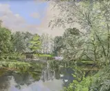 Golfing scene by Alfred Hawkins Palmer, oil on board, offered Oct 2023