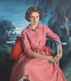 Portrait of a lady seated in a landscape by Carlos Sancha, oil on canvas, sold Oct 2023