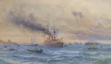 Naval review by George Cochrane Kerr, watercolour, sold Oct 2023