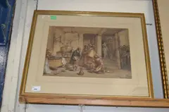 Interior scene by George Cattermole, watercolour and gouache, sold Feb 2024