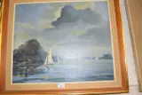 Boating scene on the broads by Frank Wass, oil on canvas, sold Jan 2024