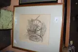 Bawburgh Farm Cart by Noël Spencer, watercolour, sold Jan 2024