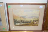 Cattle being led across a ravine with mountainous ranges on the by David Cox Snr., watercolour, sold Jan 2024