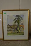 Suffolk Tudor building study by Jack Goddard, watercolour, sold Jan 2024