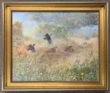 A covey of partridges in a natural environment by David Feather, oil on canvas, sold Jan 2024