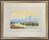 Broadland Morning by Adrian Winicup, watercolour, sold Jan 2024