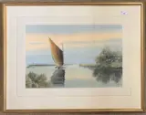 Wherry on the Broads by Adrian Winicup, watercolour, sold Jan 2024