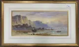 Fisherfolk on the shoreline by Lennard Lewis, 1912, watercolour, offered Jan 2024