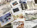 Collection of 20 plus assorted works on paper by Micheal A. Bussey, pencil, sold Jan 2024