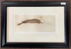 Sleeping Hare by Anna Ravenscroft, etching, sold Jan 2024