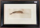 Sleeping Hare by Anna Ravenscroft, etching, sold Jan 2024