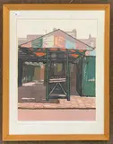 Market Detail / 3 by H.J. Jackson, linocut, sold Jan 2024