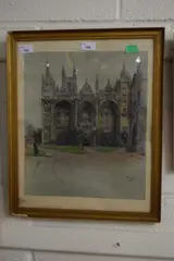 Peterborough Cathedral by Cecil Aldin, lithograph, sold Jan 2024