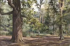 Sandringham Woods by Peter Barker, 1994, oil on canvas, sold Dec 2023
