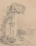 A ruined Arch with distant River Valley by John Sell Cotman, pencil on paper, sold Dec 2023
