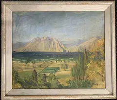 Original design for 1938 book by Zabelle Boyajian, Pen and Palette", signed lower right, sold Dec 2023