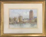 Dutch river landscape by Thomas Hale Sanders, 1899, watercolour, offered Dec 2023
