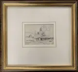 Weston Farm, Albury by John Gilbert, ink and wash, offered Dec 2023