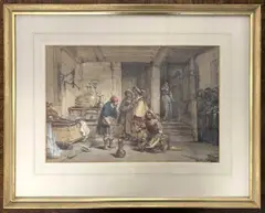 Interior scene by George Cattermole, watercolour and gouache, offered Dec 2023
