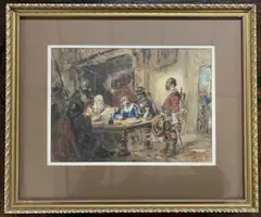 Interior Tavern scene by George Cattermole, watercolour and gouache, offered Dec 2023