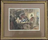 Interior Tavern scene by George Cattermole, watercolour and gouache, offered Dec 2023