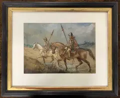 Soldiers on horseback by George Cattermole, watercolour and gouache, offered Dec 2023