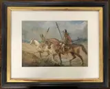 Soldiers on horseback by George Cattermole, watercolour and gouache, offered Dec 2023