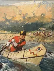 Untitled by Sep E. Scott, Oil on Board - Daring of the Mounties, sold Dec 2023