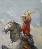 Untitled by James E. McConnell, Gouache - Buck Jones, sold Dec 2023