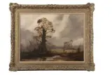 Shooting scene by John Trickett, oil on canvas, sold Nov 2023