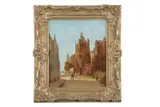 Dutch street scene by Louis Dommersen, oil on canvas, sold Nov 2023