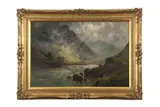 Highland scene by Alfred De Breaski Jnr, oil on canvas, sold Nov 2023