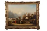 Harbour scene by William Shayer, 1839, oil on canvas, offered Nov 2023